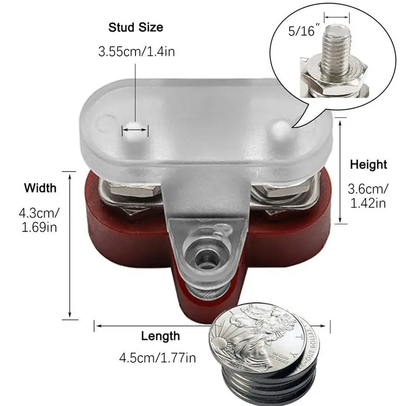 Side Post Battery Terminal 48V Energy Distribution Block Efficient Multifunctional Energy Stud For Bus Bar Motorcycles Cars RVs