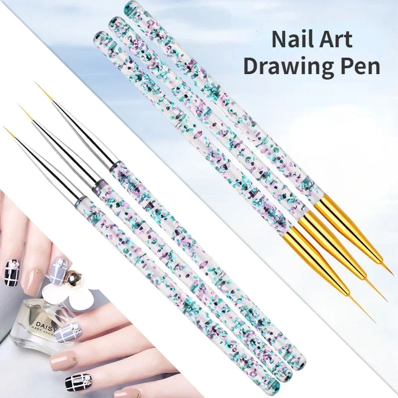 3Pcs/set Nail Art UV Gel Liner Painting Brushes Drawing Flower Striping Design Manicure Tools Kits 7/11/14mm Nail Brush