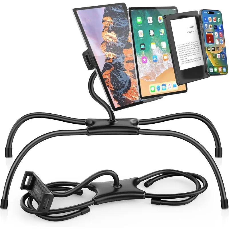 

iPad Holder for Bed, Adjustable Tablet Bed Stand Mount, 360° Hands-Free Kindle Holder for Reading in Bed, Compatible w/