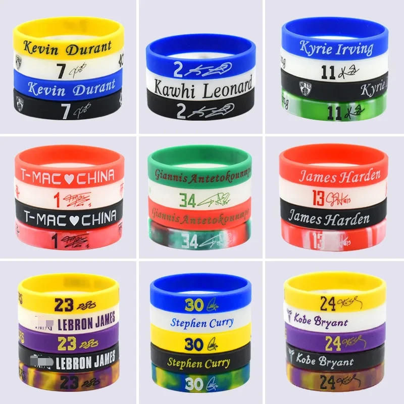 32pcs Any Basketball Star Name Silicone Band for Sports Fan Student Men's Fashion Basketball Bracelets with Luminous Effect