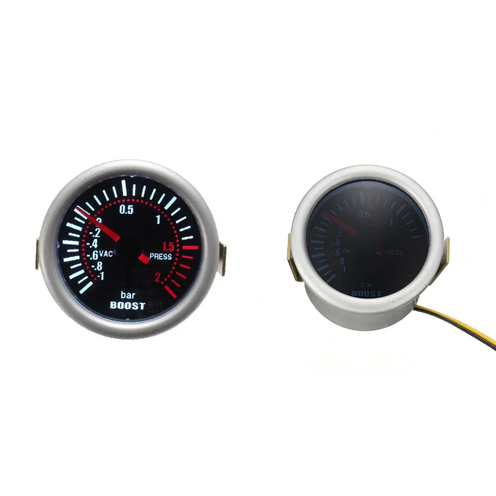 Turbo Boost Pressure Gauge 2 inch with LED Pointer for -1 to 2 Bar Monitoring on For 12V Vehicles Including Tuned Models