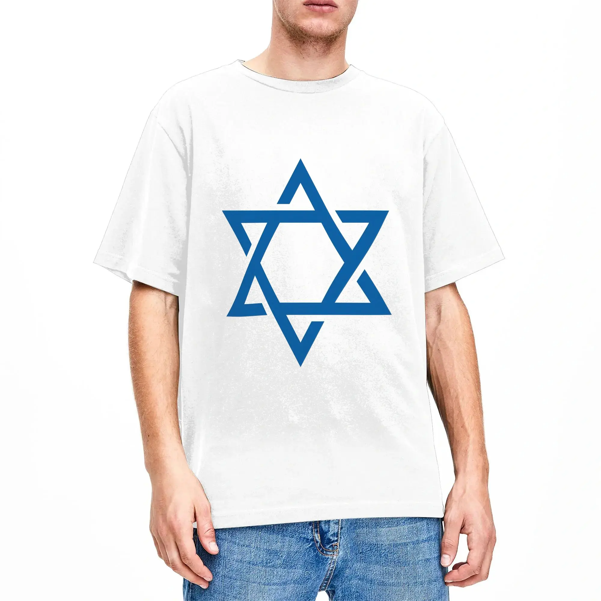 Jewish Star of David - blue T Shirt  Fashion T Shirts Short Sleeve Aesthetic Tshirt Summer Pure Cotton Oversize Clothes