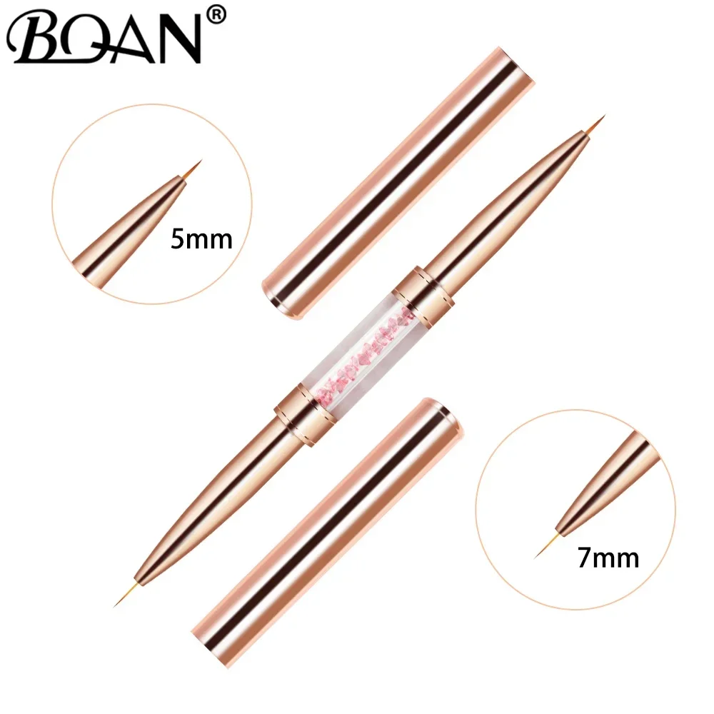 Black Double Head Crystal Handle Drawing Brush for Nail Art