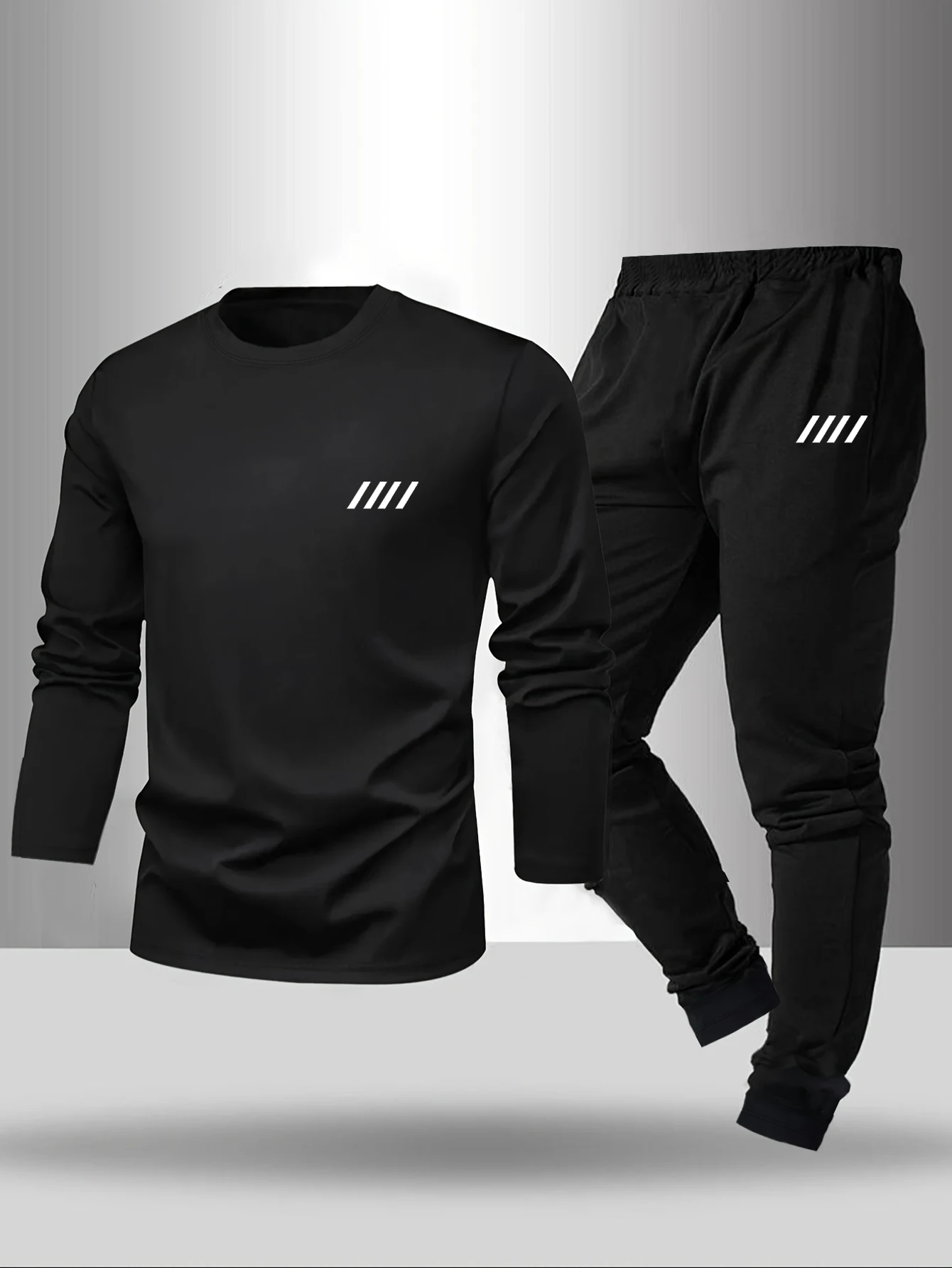 2-piece set of men's pajamas for spring summer autumn winter long sleeved pants geometric pattern base shirt home suit set