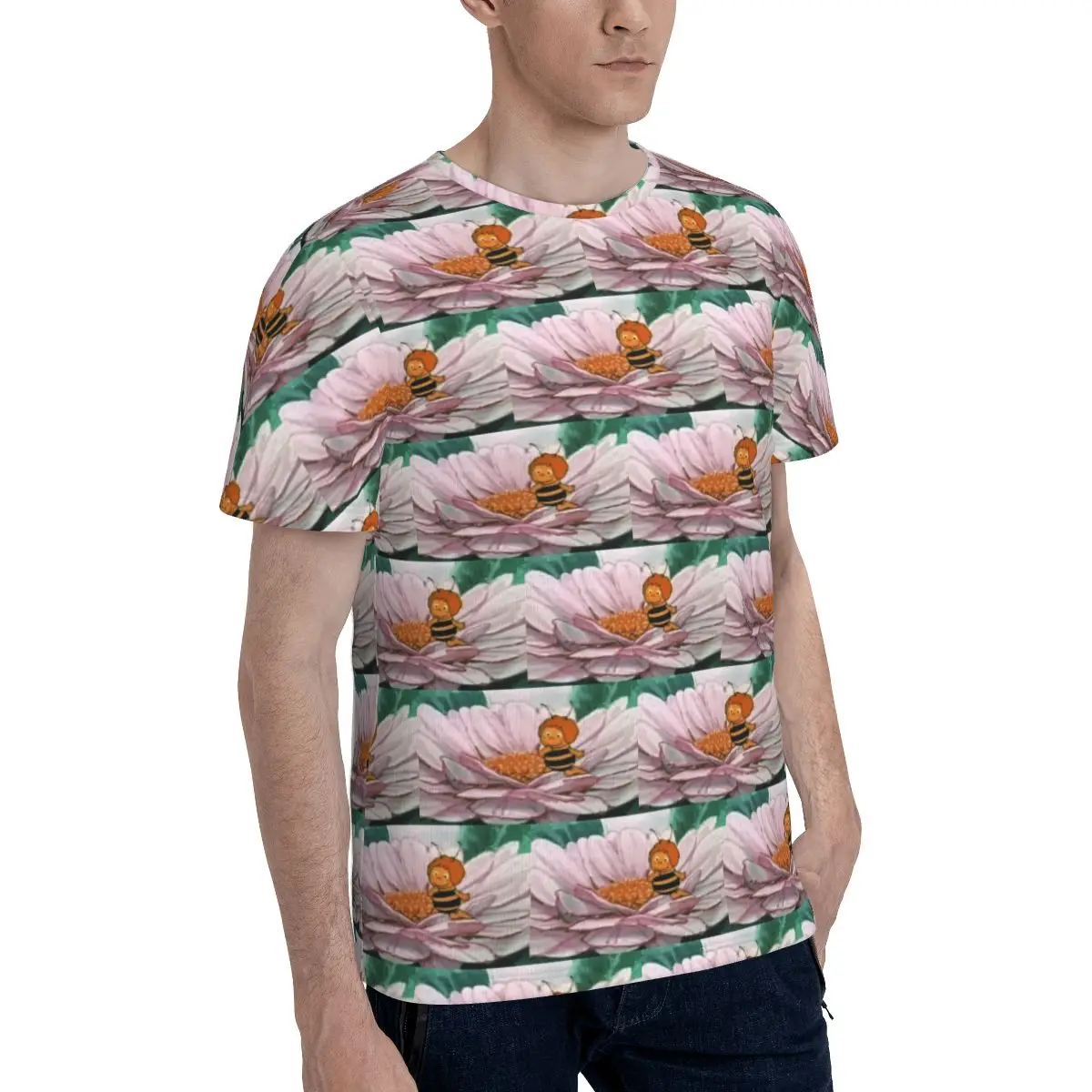 Maya The Bee T-Shirt for Men Cotton T Shirts Men's Tees Short Round Neck Summer Clothes Tops