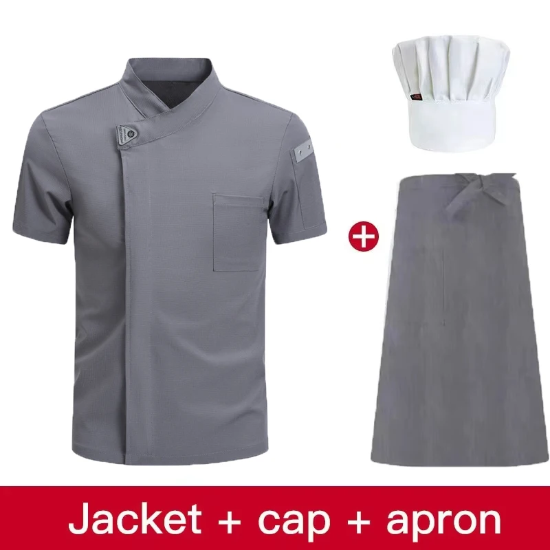 Chef Jacket Men Short Sleeve Women Kitchen Cook Shirt Barber Bartender Pastry Restaurant Waiter Uniform - Image 3