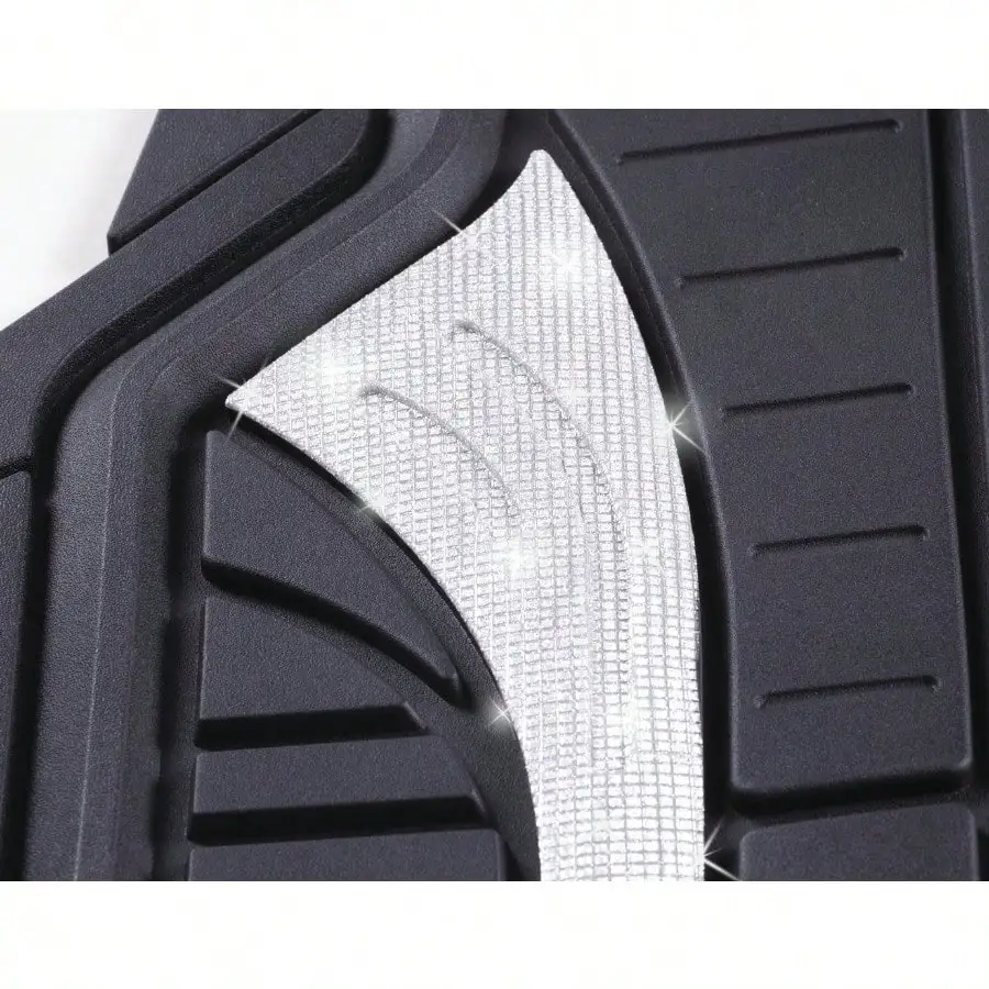 مجموعة مكونة من 4 سجادات أرضية سيارة مطاطية فضية لامعة - عالمية - تحمي أرضية سيارتك عن طريق امتصاص الانسكابات والبقع والغبار والحطام.