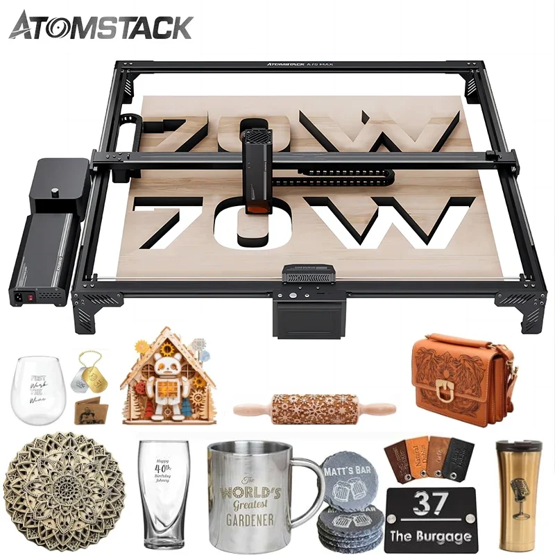 Atomstack A70 X70Max 360W High Performance 70W Output 850*800Mm Area With Air Assist Automatic Fixed Focus Laser Cutting Machine