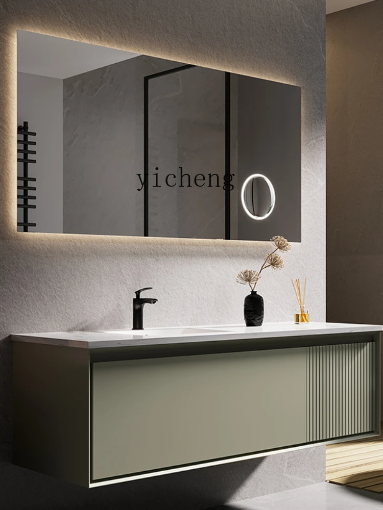 Xc Bathroom Cabinet Combination Light Luxury Stone Plate Washbasin Bathroom Sink Solid Wood Modern Custom Wash Basin