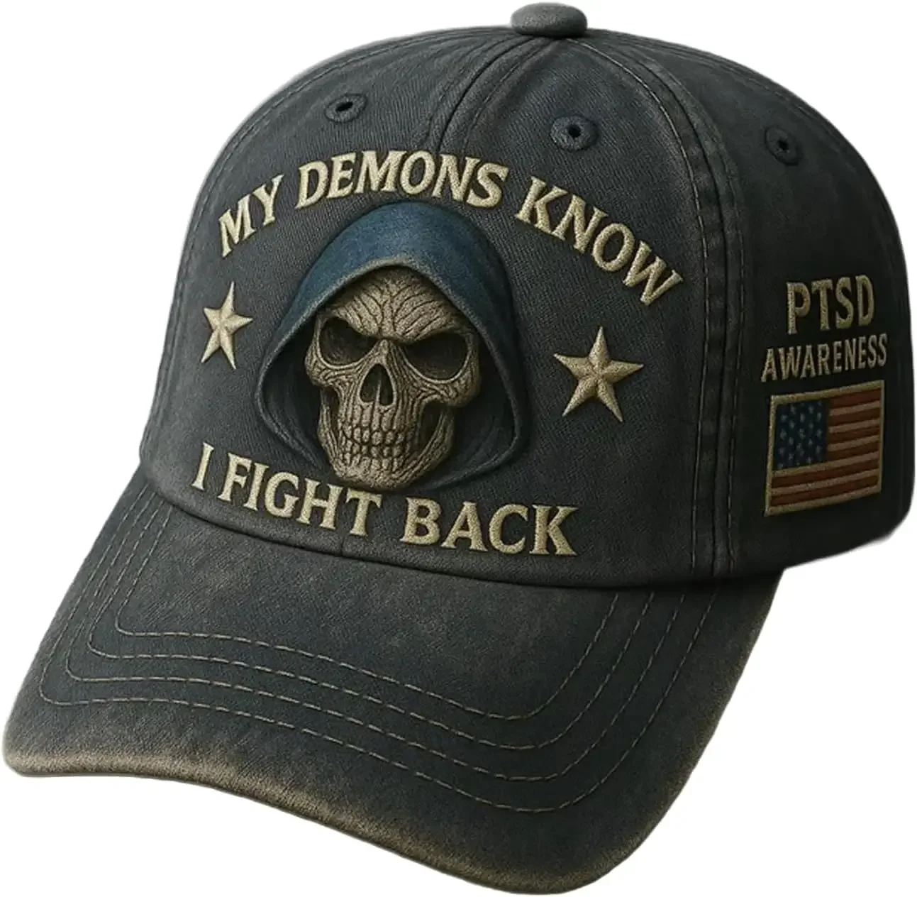 

PTSD Awareness Hat, I Fight Back Every Day Cap, My Demons Know I Fight Back, Support Mental Health Baseball Hat, PTSD Awareness
