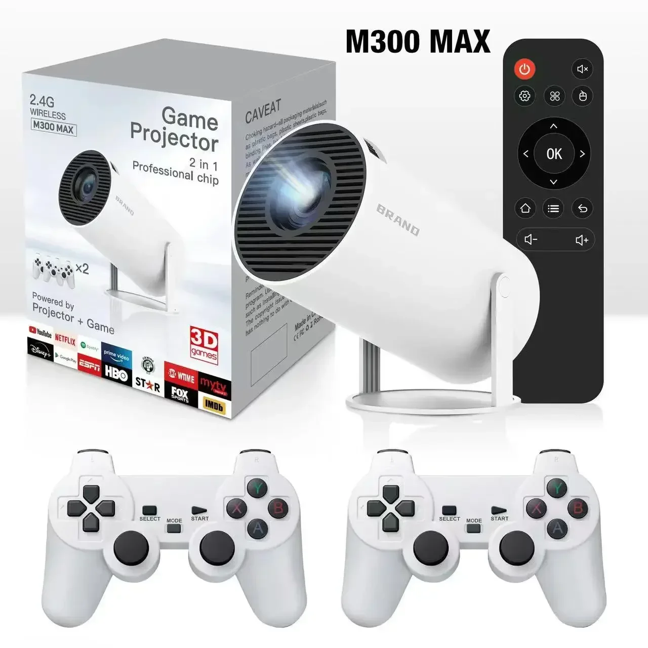 M300  Max  2 in 1 Video Game Console  Wireless Game Controllers  4K 1080P Android11 2.4G Wireless Game  projector