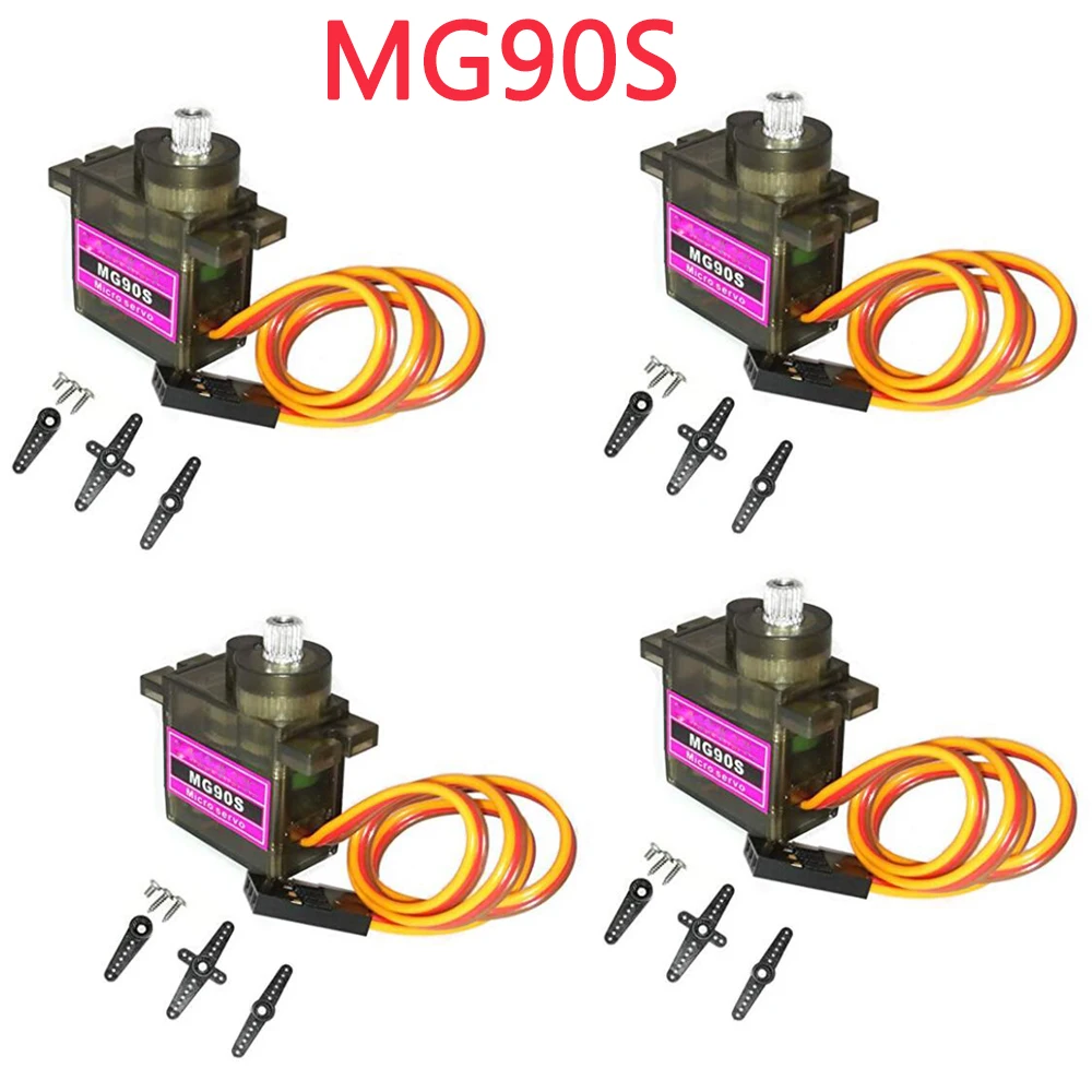 4Pcs/Lot MG90S Micro RC Servo 2kg. cm 90 Degrees Helicopter Airplane Smart Car,For Arduino Raspberry Pi Project