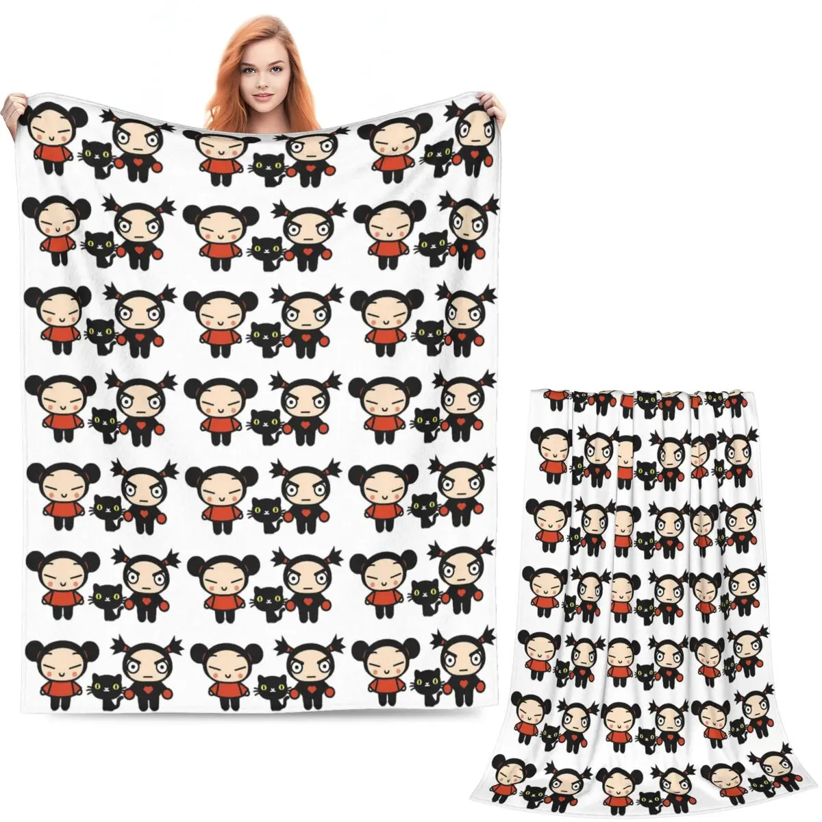 Cartoon Garu Pucca Animation Blanket Soft Warm Flannel Throw Blanket Bedding for Bed Living room Picnic Travel Home Sofa