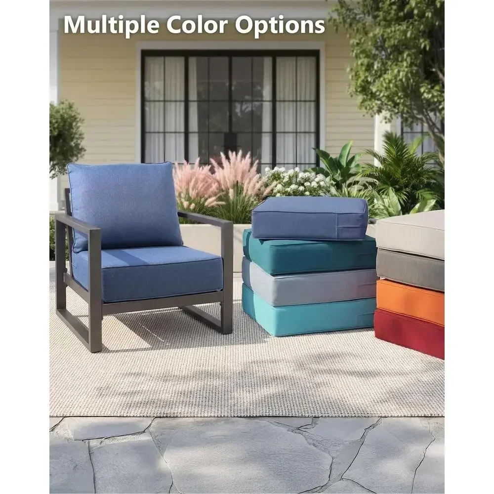 UV-Resistant & Waterproof Outdoor Cushion Set, 6 Thick Foam, 24x24 Patio Seat Covers, Blue, 8-Pack