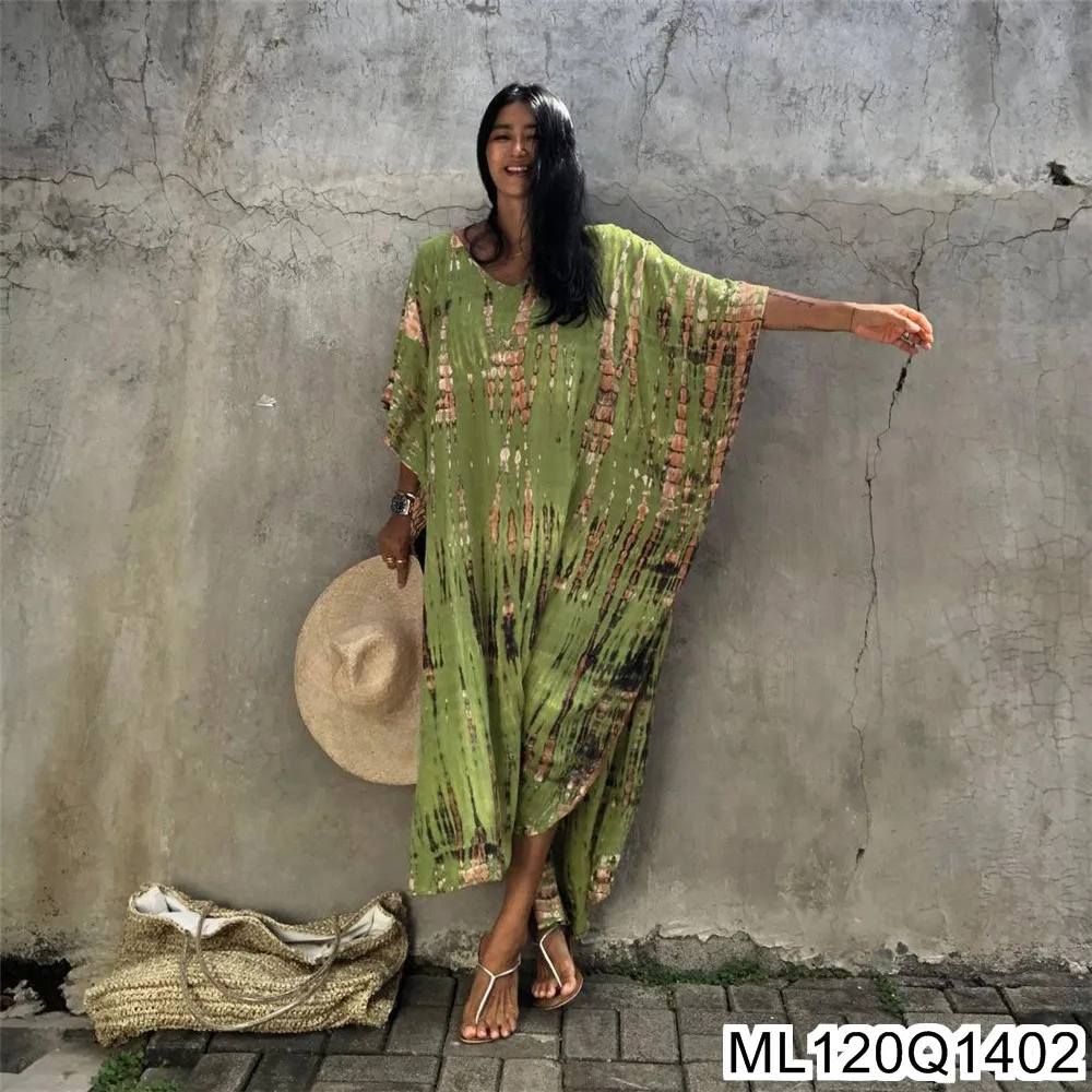 2025 New Beach European and American Smocks, Loose Tie-dyed Long Gowns, Vacation Smocks, Sun-protective Clothing ML120Q14