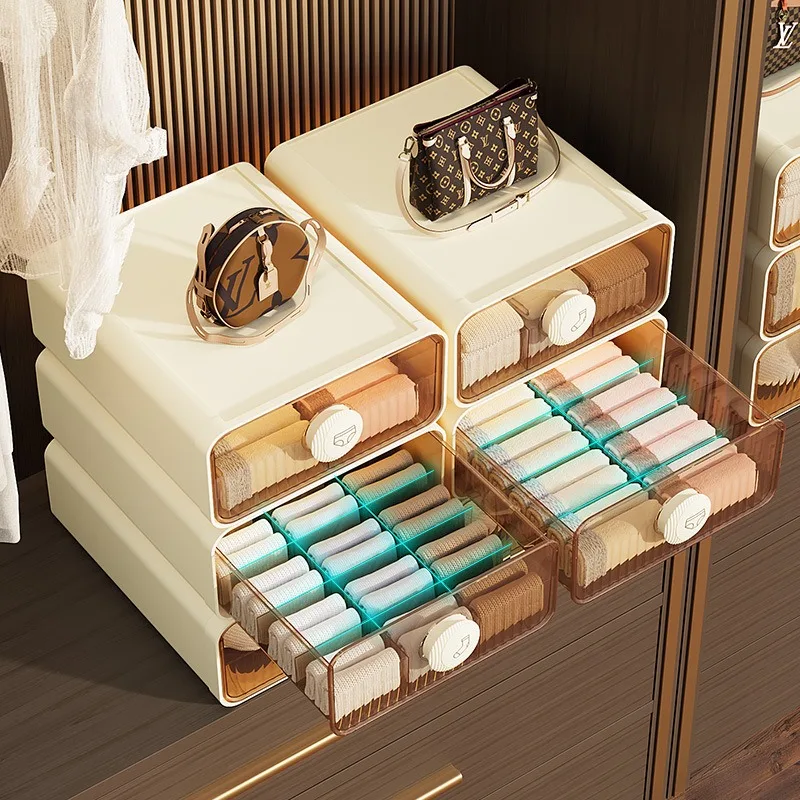 Dustproof and Moisture-proof Transparent Underwear Storage Box Home Wardrobe Organizer Drawer Insect-proof Storage Box