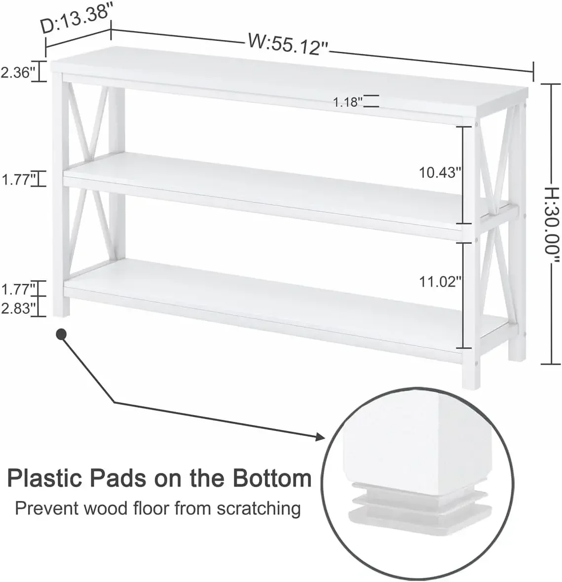 Console Table for Entryway, Rustic Long Sofa Table with 3 Tier Shelves, Modern White Hallway Tables for Living Room