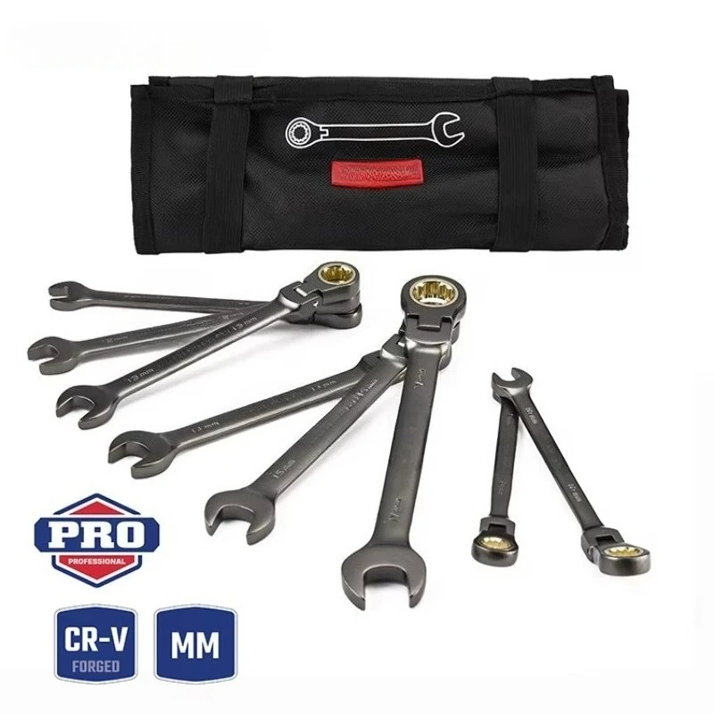 

8pcs Adjustable Steel CR-V Flexible Combination Wrench Set in Bag Packaging