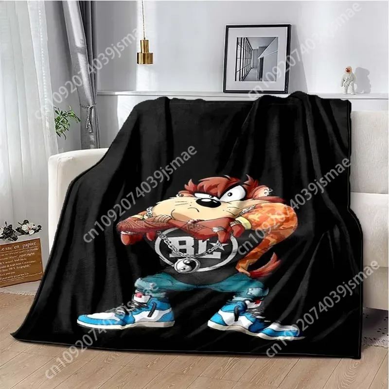 Cartoon T-Tasmanian D-Devil Flannel Blanket,Warm and Soft Blanket  For Couch Sofa Office Home Travel Camping Custom Blankets