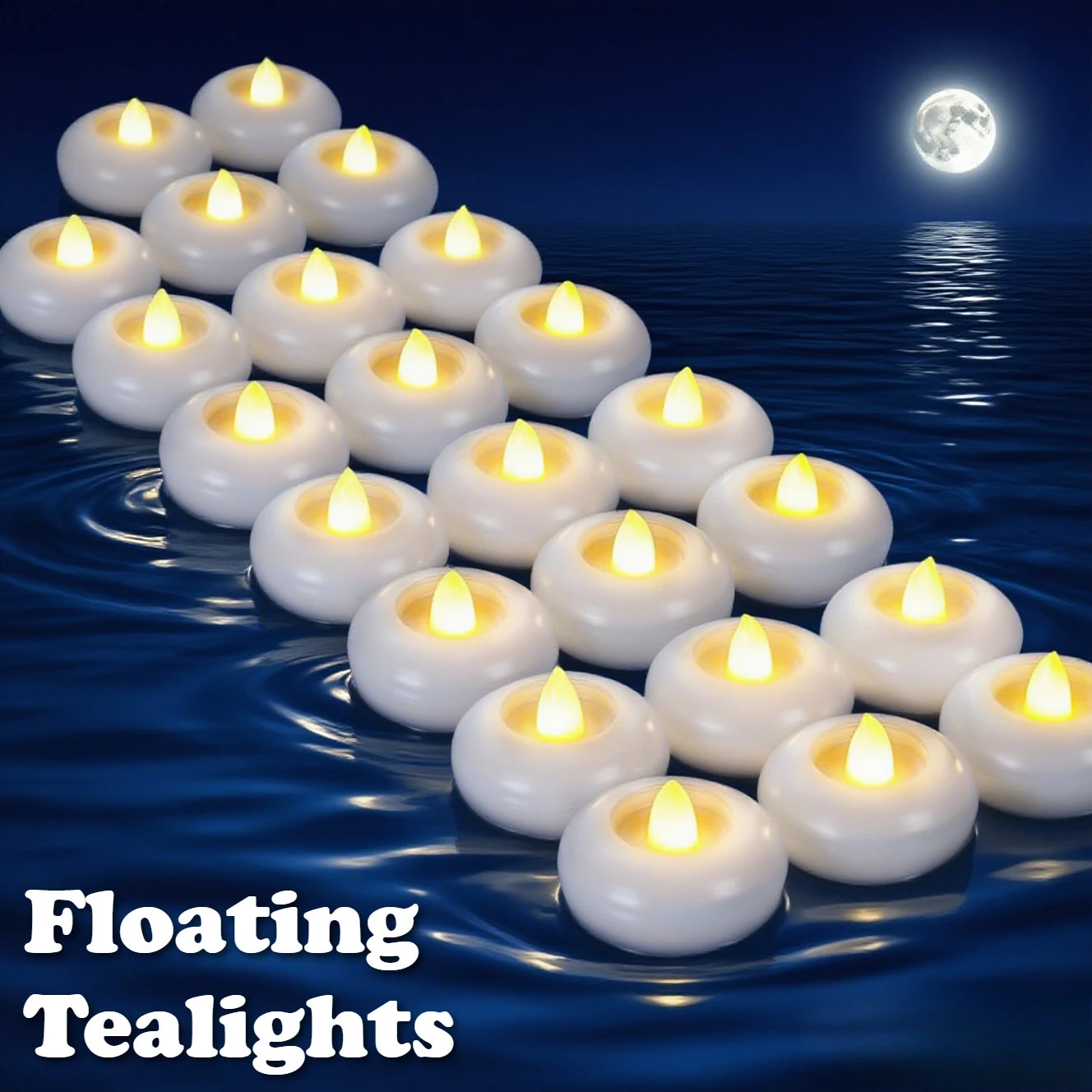 Waterproof Led Floating Tealights Candles Battery Operated Flickering Flameless Tea Light for Cylinder Vases Centerpieces Weddin