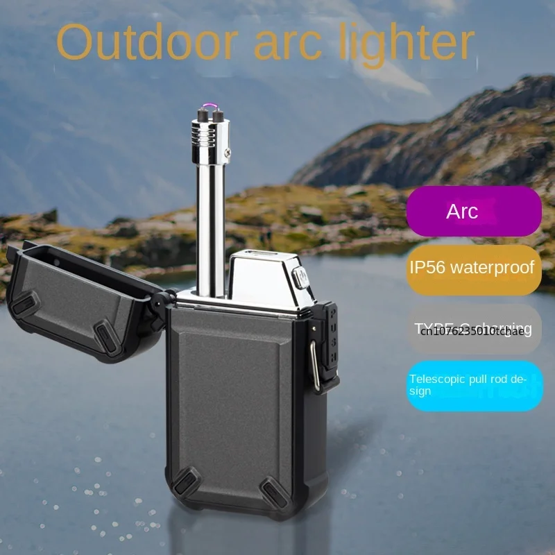 חיצוני Windproof עמיד למים נטענת קשת טלסקופי למשוך מוט מצית קמפינג ברביקיו עוזר טוב