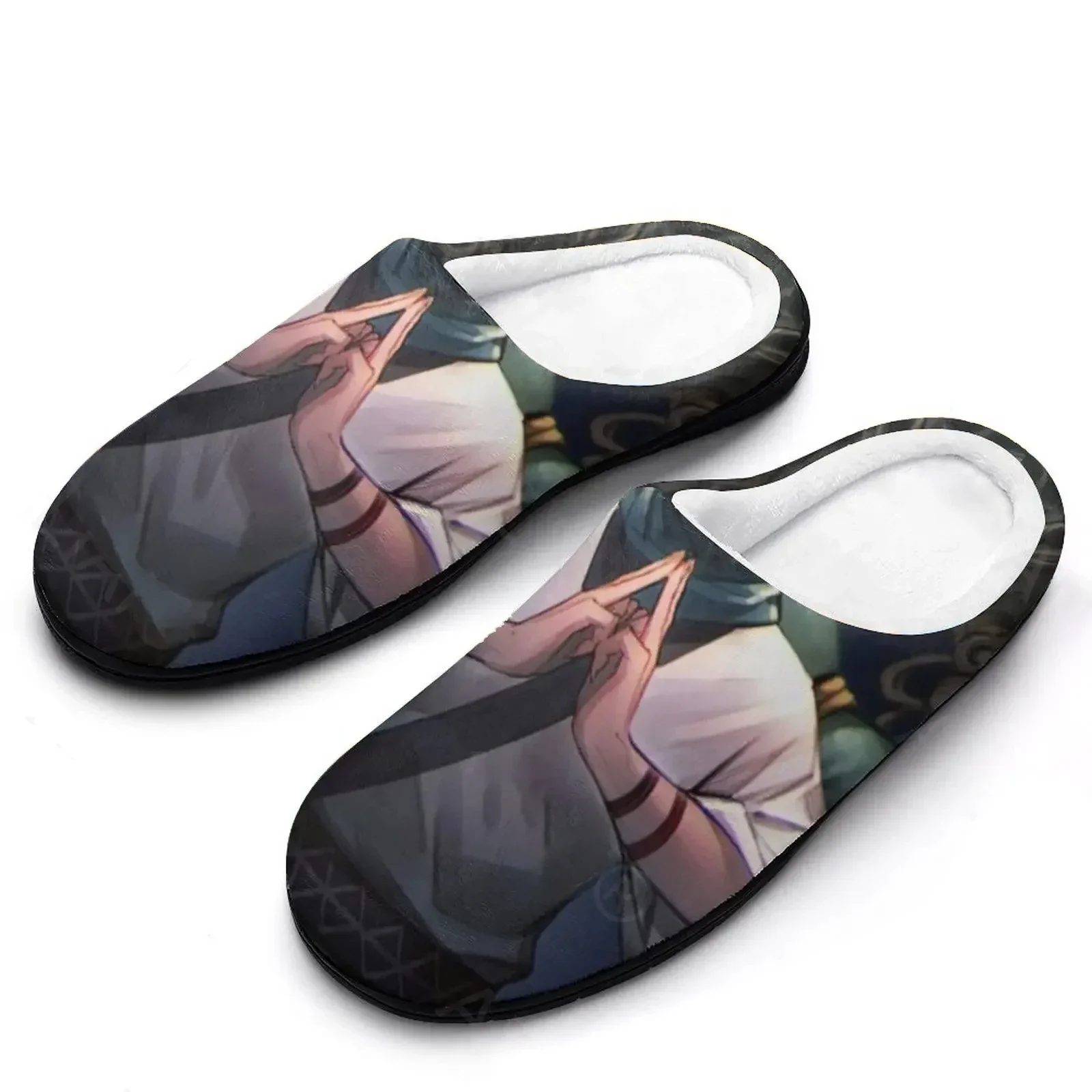 Sandalias de Felpa de Anime Japonés Jujutsu Kaisen Gojo Satoru, Calzado Casual Térmico para Mantener el Calor, Pantuflas para Hombre y Mujer