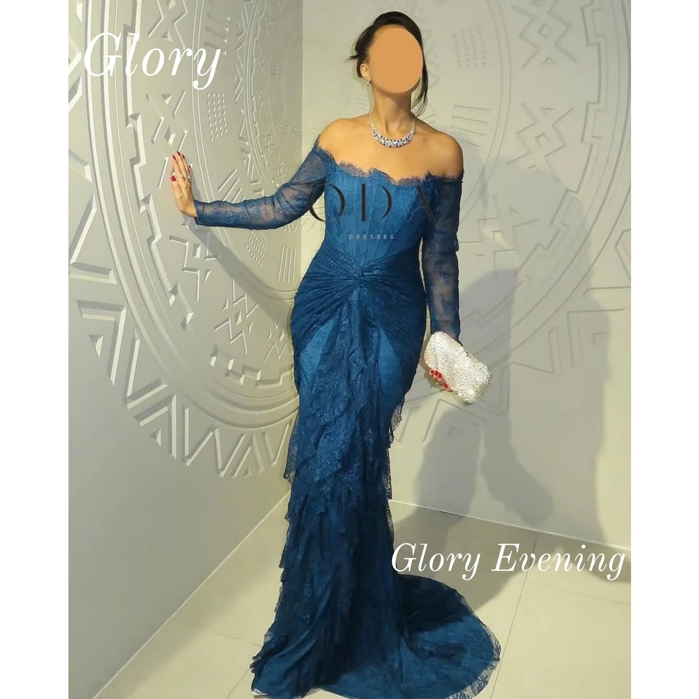 Czarne koronkowe sukienki na studniówkę z plisami, suknie wieczorowe z Arabii Saudyjskiej, sukienki wieczorowe z odkrytymi ramionami i długim rękawem, sukienki na zamówienie.