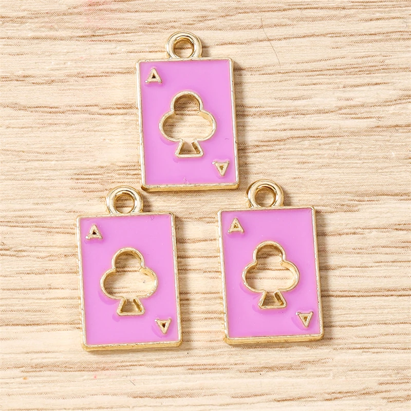 10 Stück 11 x 18 mm niedliche Emaille-Hohl-Poker-Karten-Charms-Anhänger für Schmuckherstellung, Halsketten, Ohrringe, Armbänder, DIY-Bastelbedarf – Detail 8