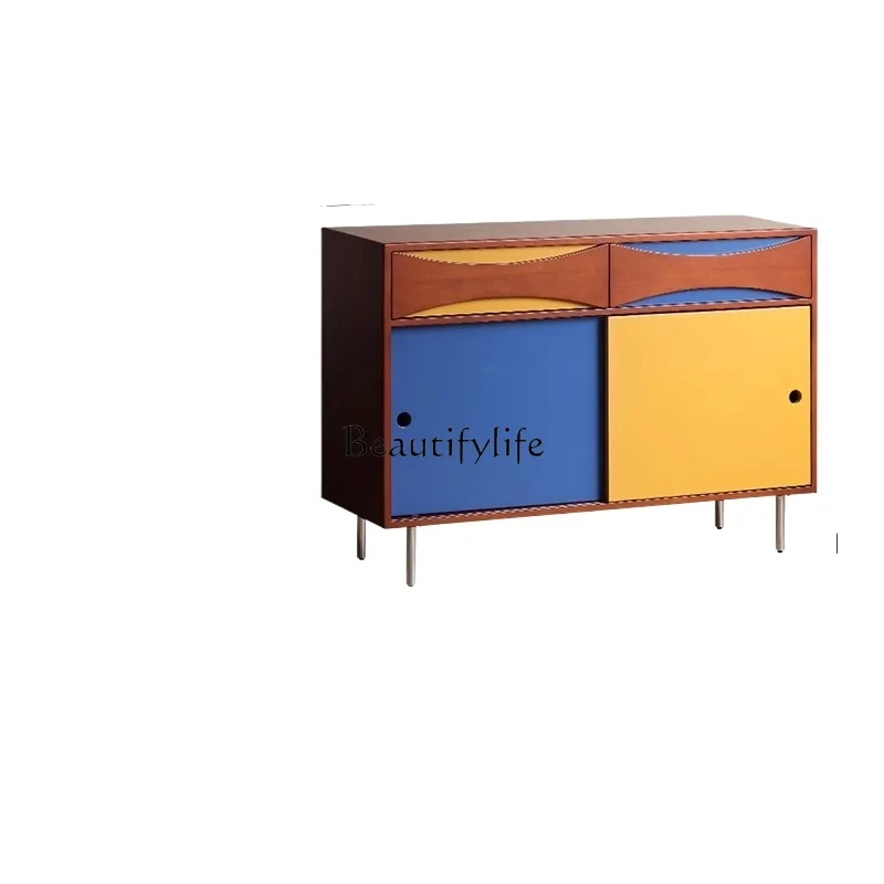 

Medieval color matching side cabinet integrated storage locker against the wall