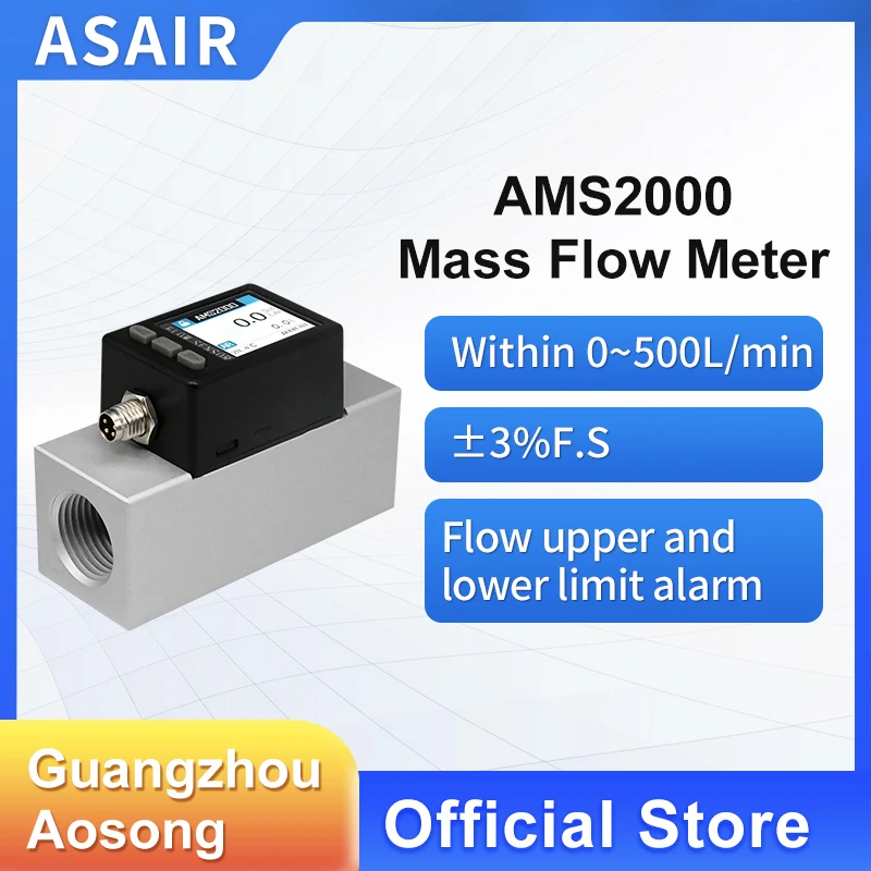 

ASAIR AMS2000 intelligent digital thermal gas mass flow meter oxygen air 0-500L/min