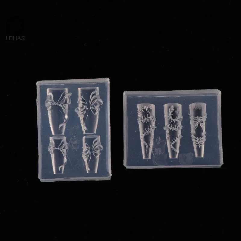 1 szt. Retro Wzór Wężowej Kości z Kokardą Szablon do Zdobienia Paznokci Ozdoba Silikonowa Forma do Paznokci DIY Szablony Formy do Paznokci