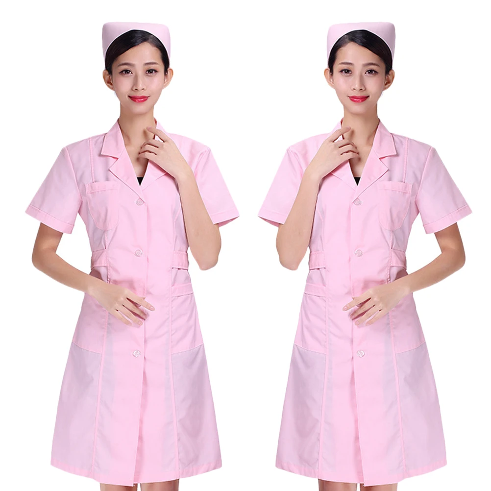 زي التمريض الاحترافي معطف أبيض مادة القطن الخامس الرقبة بدلة العمل ملابس المستشفى المريحة الملابس حجم M