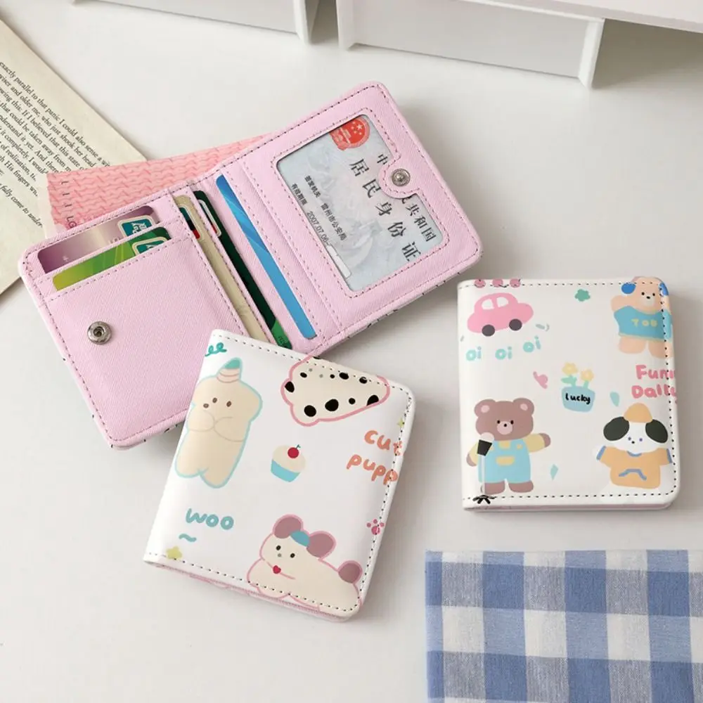 PU Leather Kawaii Wallet Portable Cartoon Money Bag Mini Business Card Case Portable Cute Coin Purse for Women