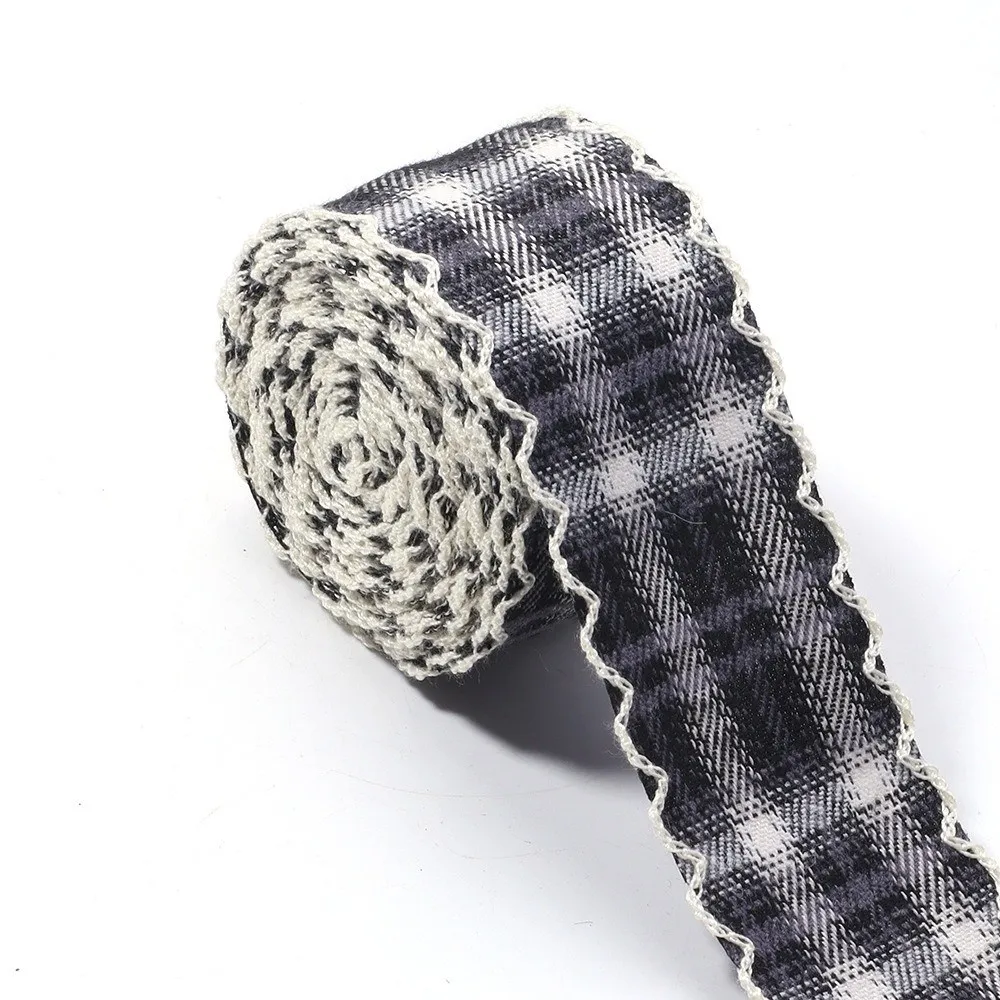 DIY Plaid Ribbons Wavy Edge British Style Preppy Bow Tie Ribbon Wavy Edge Ribbon Craft Accessories
