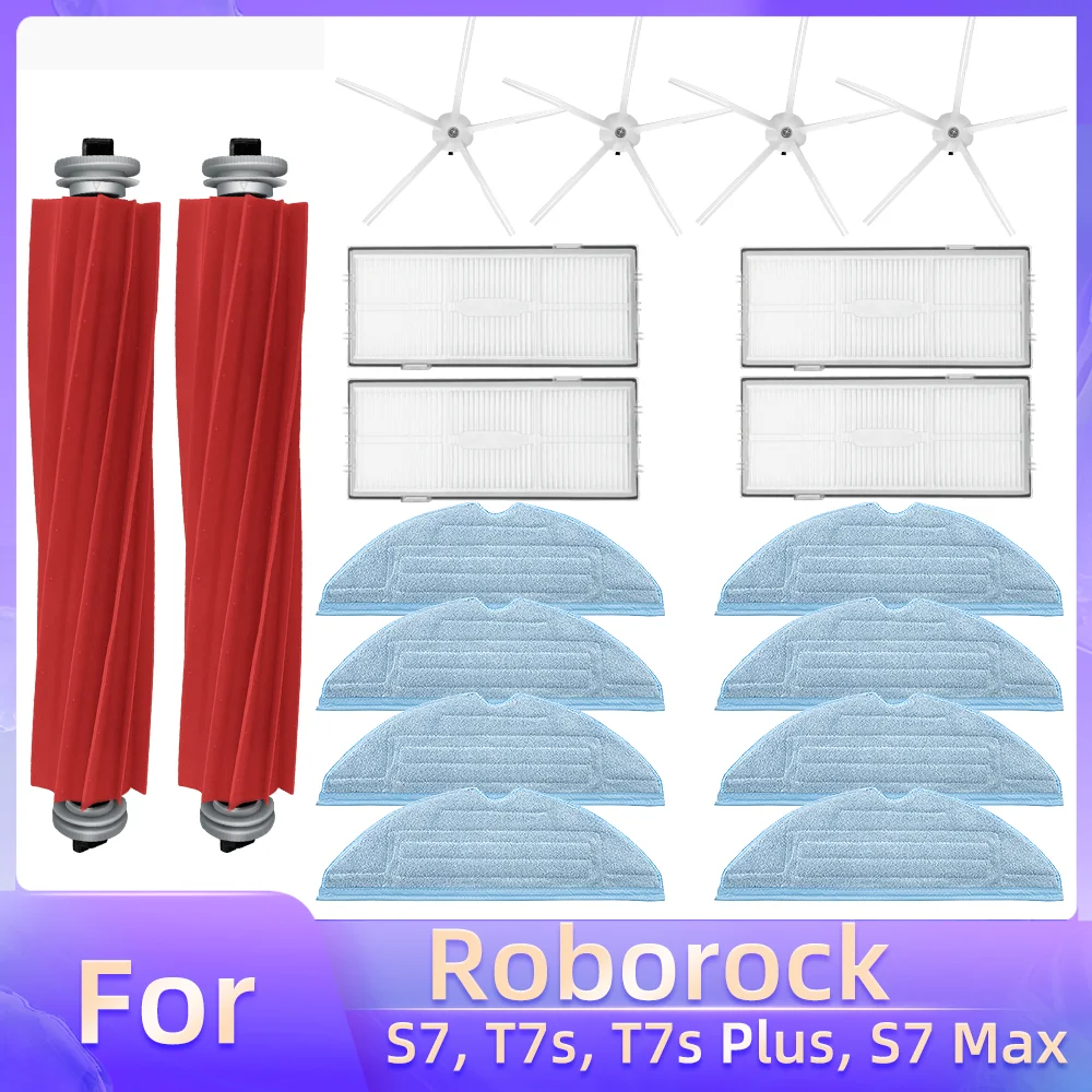 

Spare Parts For Roborock S7 S70 S75 S7Max S7MaxV T7S T7S Plus Main Side Brush HEPA Filter Mop Dust Bag Brush Cover Accessories