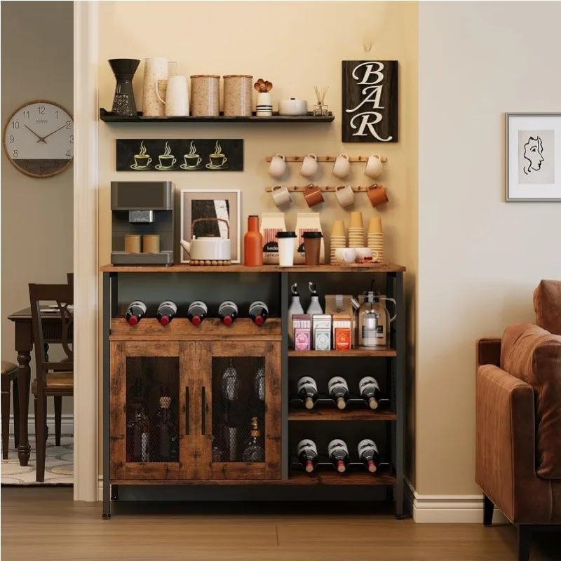 Household solid wood wine cabinet, restaurant bar wine rack, foreign wine display rack