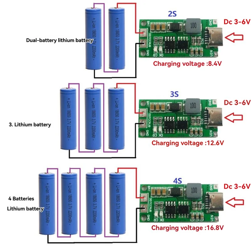 FFYY-Type-C USB a 8.4V 12.6V 16.8V Mini scheda caricabatteria per modulo caricabatterie boost step-up batteria Lipo/Li-
