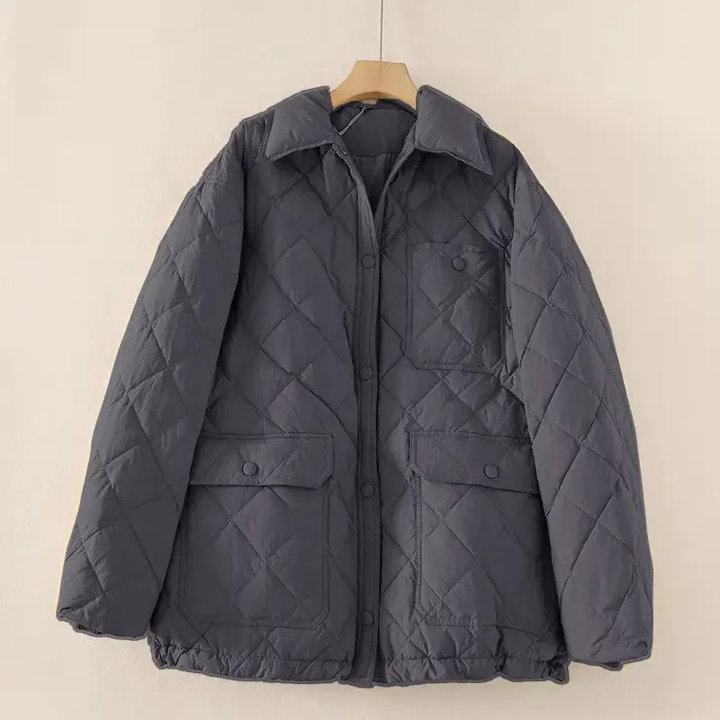 2025 Autumn/Winter New Women's Down Jacket Loose Commuter Collar Lightweight White Duck Down Jacket