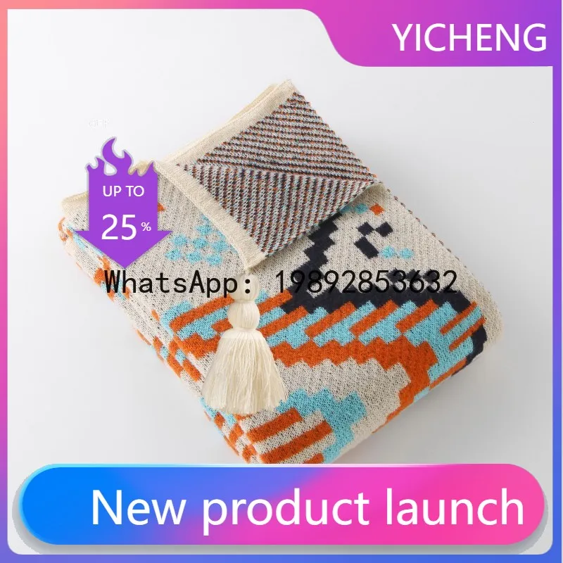 

Вязаное одеяло-накидка PYJ в этническом стиле для офиса, дивана, декоративное, для ног, шаль, палантин