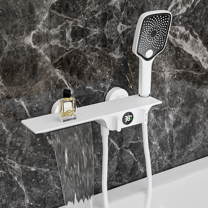 high quality matte black bathtub shower single hand mixer faucet bathroom hot and cold Digital display bathtub shower set