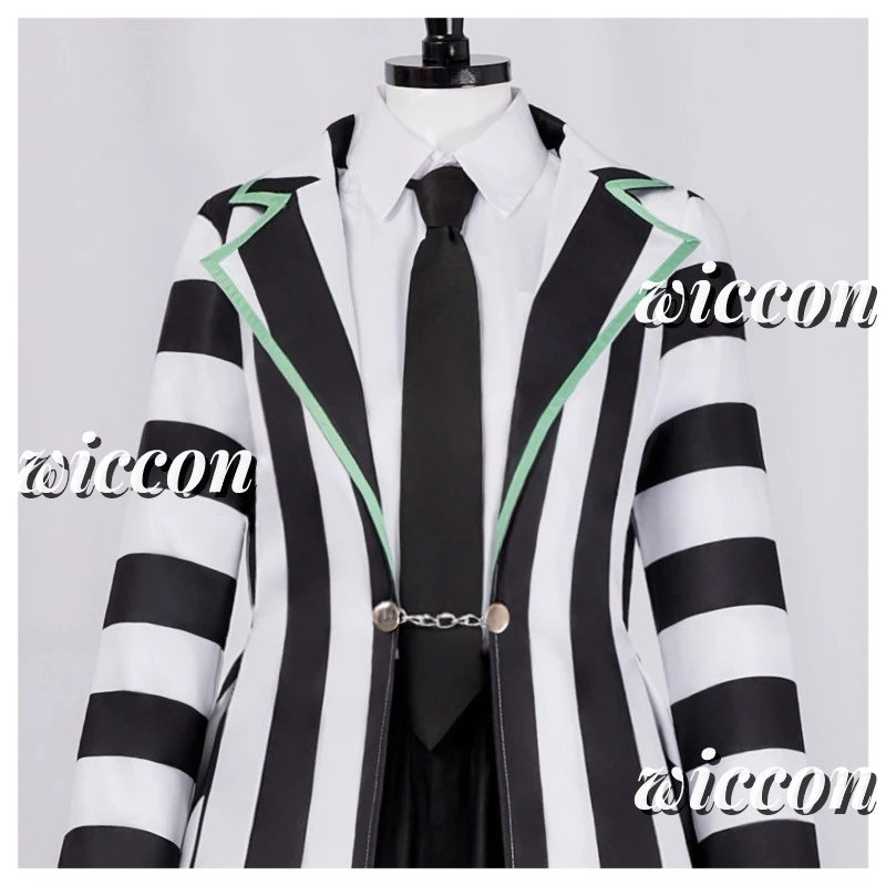 Anime Cosplay Beetle2Juicee Women Men Black and White Striped Suit Scary Halloween Costumes Earrings for Cosplay Party