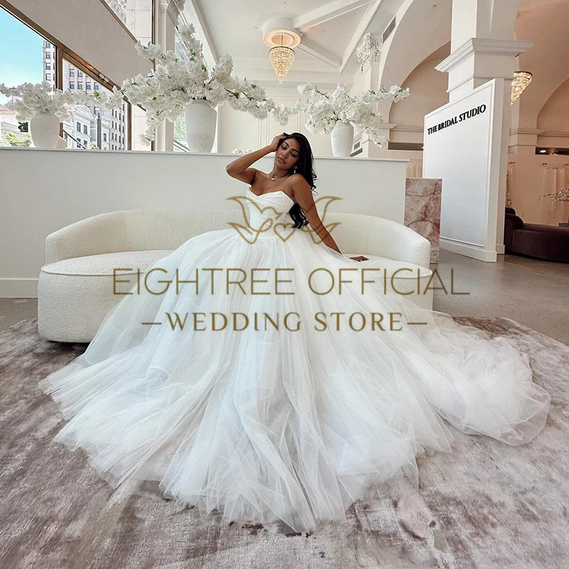Eighttre squisiti abiti da sposa avorio senza maniche in tulle a-line moderno tulle boho abito da sposa 2025 abiti da sposa personalizzati