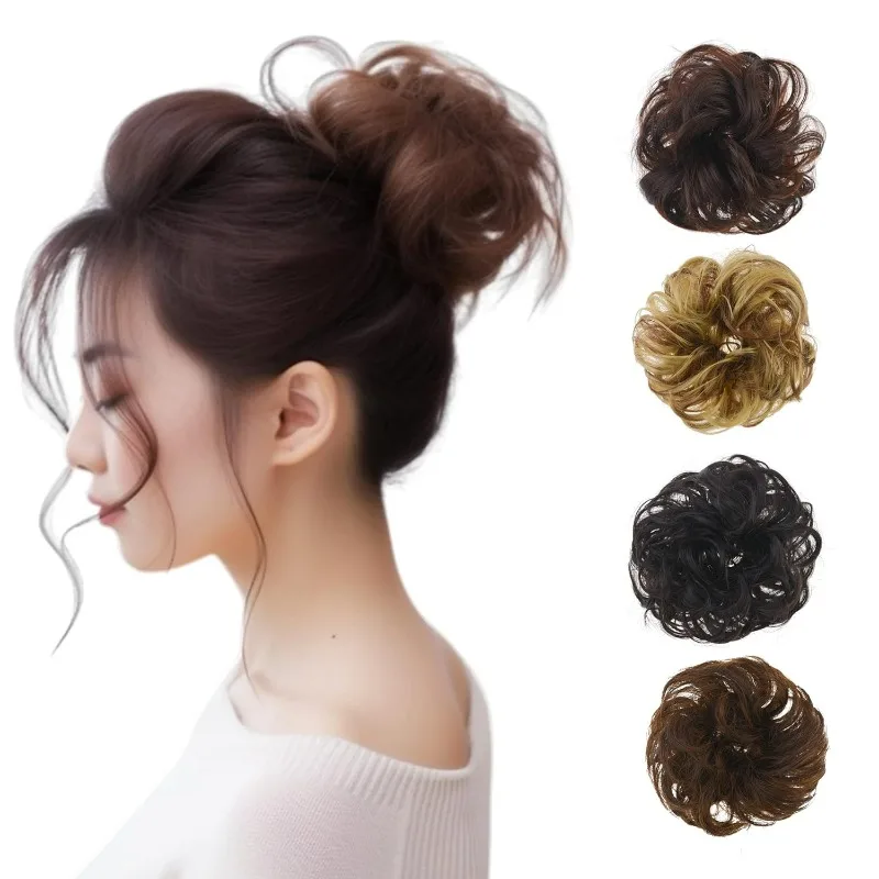 Extensão do cabelo com Messy Bun, Brown e Rose, 2 em 1