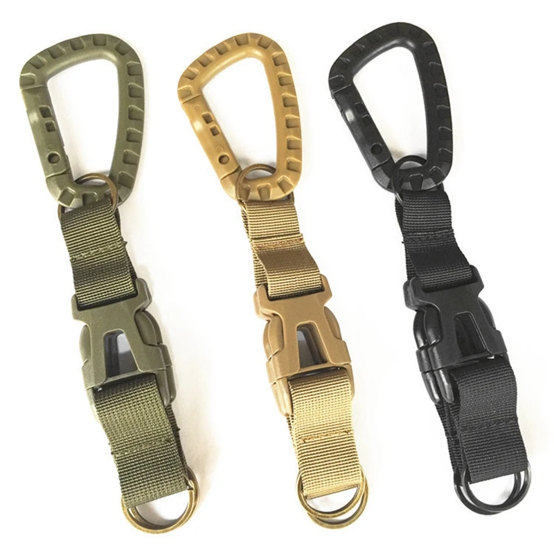 

Camping keychain, outdoor military tactical keychain, backpack with hook and buckle, multi ear clip, nylon buckle