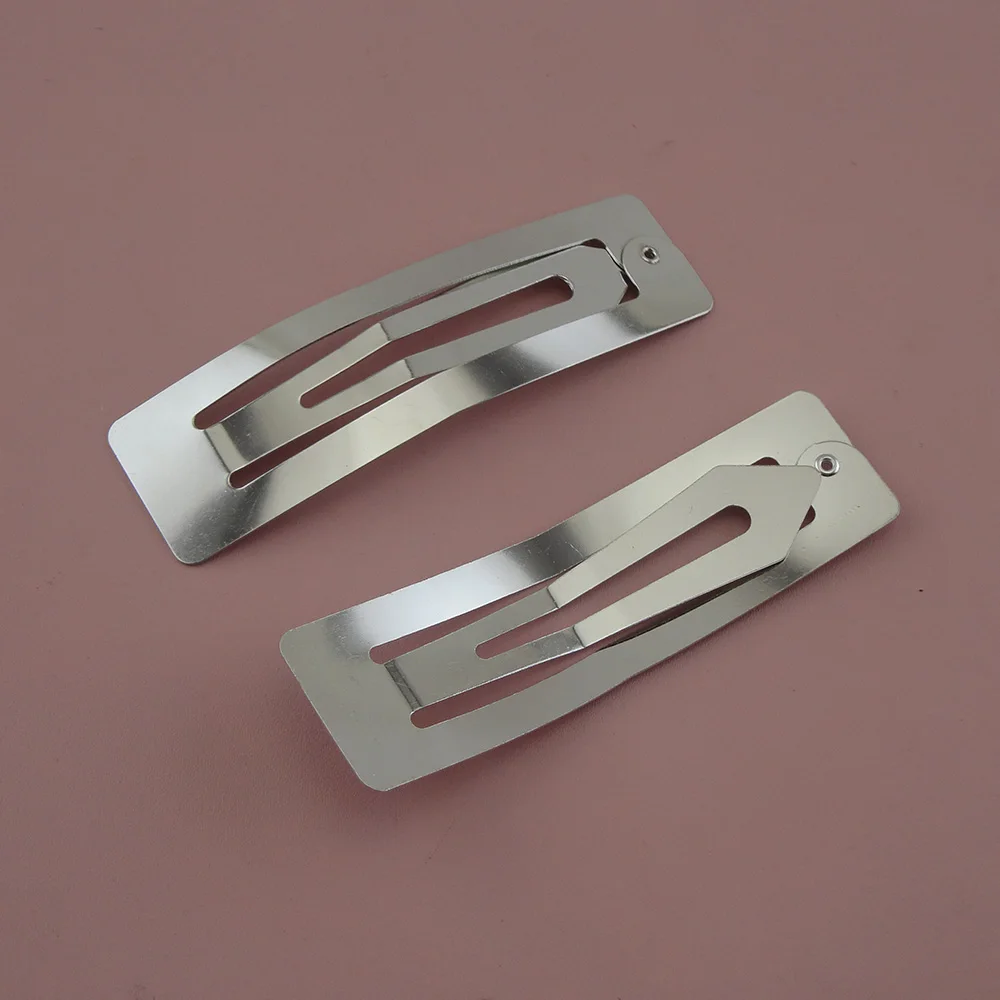 30~100PCS 2cm 3cm 4cm 5cm 6cm 7cm 8cm Silver Rectangle Metal Snap Hair Clips for DIY Kids Hair Accessories Plain Large Hairpin