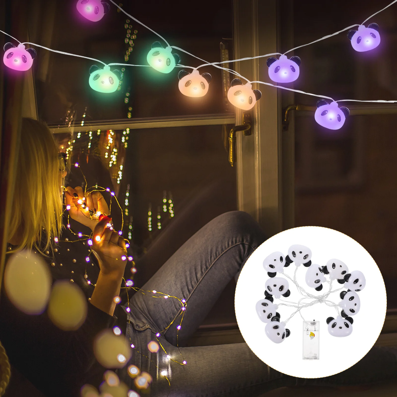 1 Juego de guirnalda de luces LED con forma creativa de Panda, iluminación decorativa para el hogar, habitación, fiesta, Festival, Navidad