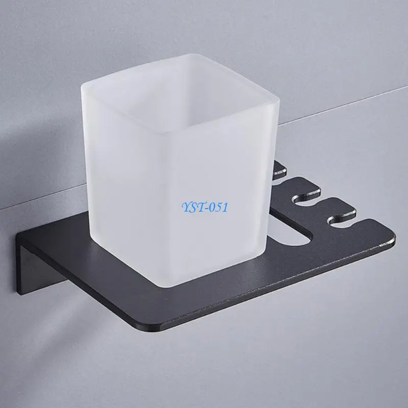 

E15A Wall Mounted Toothbrush Holder Toothbrush Mouthwash Cup Holder with Cup Large Storage Function Bathroom Accs
