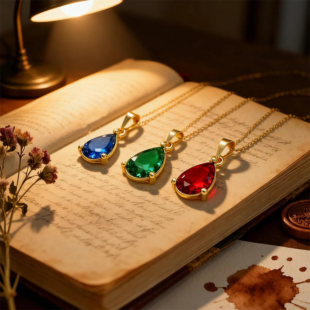 

6Pcs Pendants Brass Crystal Teardrop Shiny Gemstone Charms for Diy Jewelry Necklace Bracelet Making Accessories for Women Men