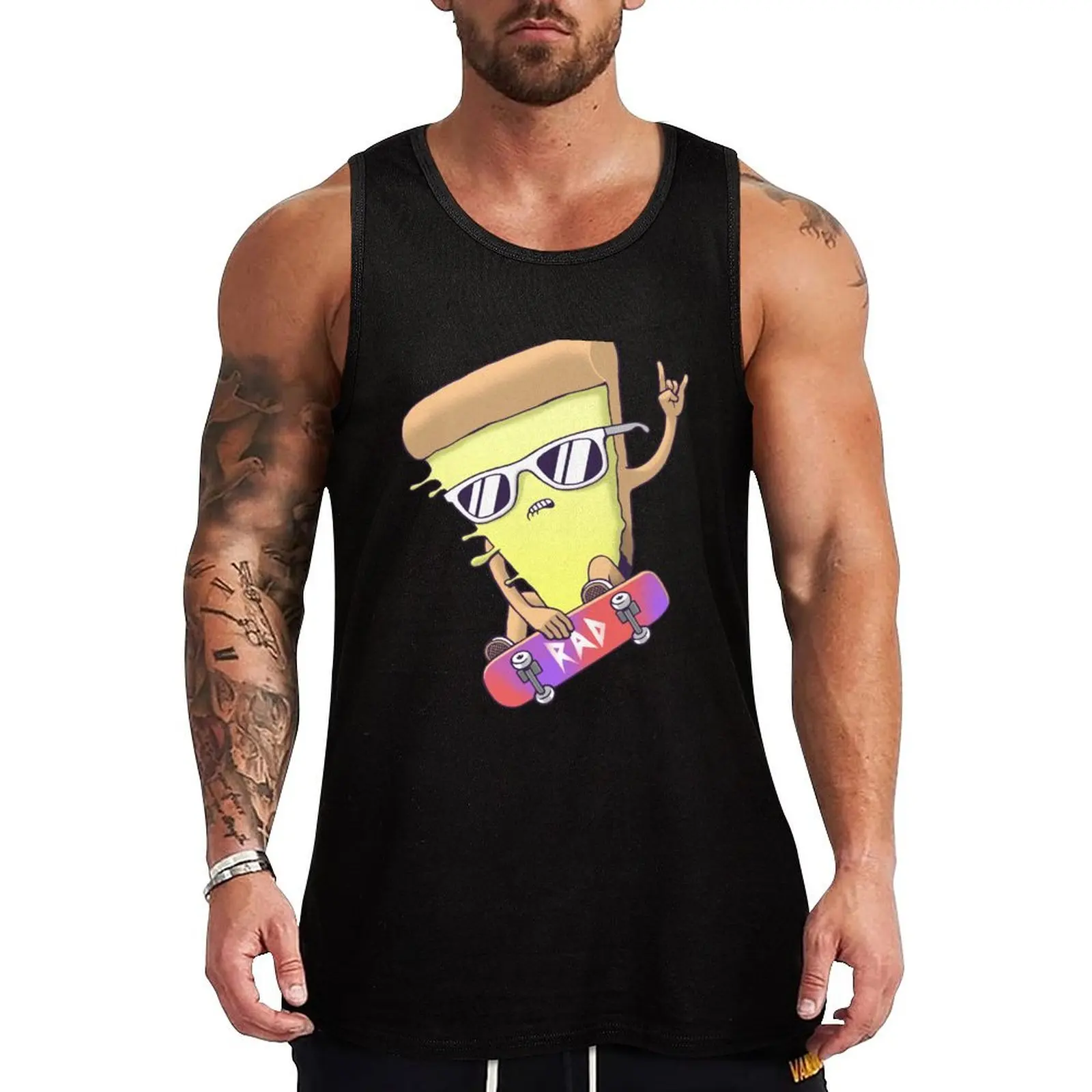 Rad Pizza Tank Top Sommer Männer Sport kleidung T-Shirts für Männer Fitness studio Männer ärmel los