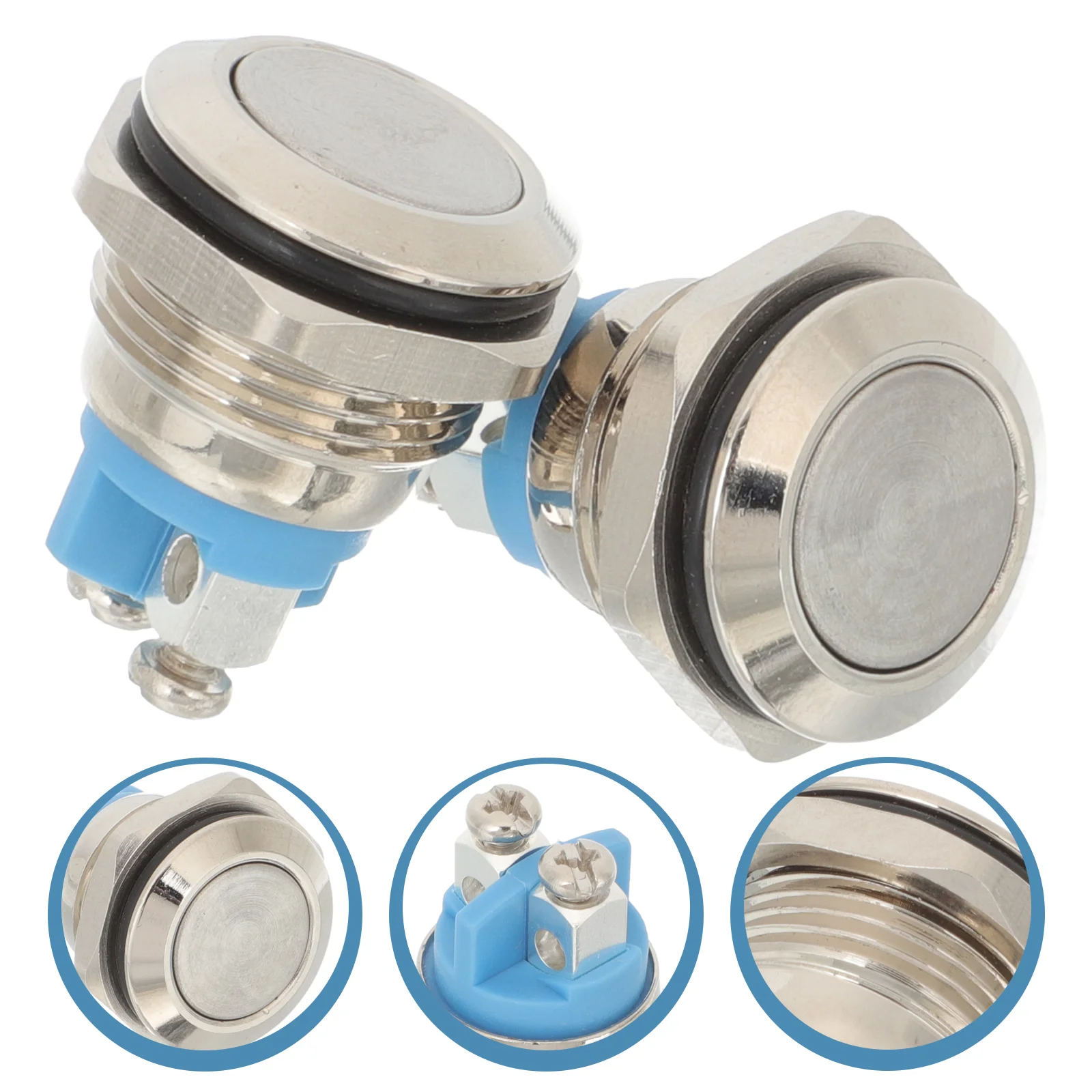 2 Pcs Sucker Doorbell Wired Ringer Button Replacement Front Nickel-plated Copper